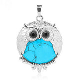 Silver Owl Gemstone Pendant For Making Jewelry #SP1758-28x36MM Size: Aprox 28x38MM -25MM Cabs