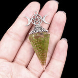 Triple Moon Pentacle Orgone Pendulum Pendant Resin Crystal Dowsing Charm Chain for Wicca & Spiritual Jewelry