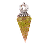 Silver Crown Resin Crystal Pentacle Orgone Pendulum Pendant Dowsing Charm for Wicca & Spiritual Jewelry
