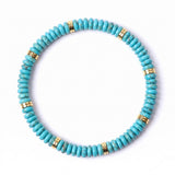 6x3mm Disc Bead Stone Stretch Bracelet for Women Men With Silver Spacer #SB3132