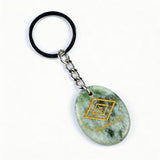 Oval Gemstone Disc Keychain– Carved with Custom Words & Symbol -The Shaman's Eye