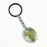 Oval Gemstone Disc Keychain– Carved with Custom Words & Symbol -Infinity Symbol
