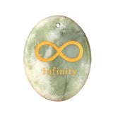 35x45mm Oval Natural Gemstone Pendant, Engraved "Infinity Symbol (∞) ", Polished Crystal Disc Charm for Spiritual Jewelry, Necklace Making