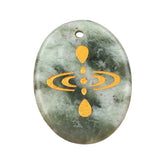 35x45mm Oval Natural Gemstone Pendant, Engraved "Mindfulness Meditation ", Polished Crystal Disc Charm for Spiritual Jewelry, Necklace Making