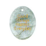 35x45mm Oval Gemstone Pendant "Good Things Happen Everyday" – Natural Stone Charm for Jewelry Making