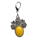 Silver Rose Flower Oval Gemstone Pendant Charms Tag #SP1503S-10X14mm Stone Cab