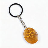 Oval Gemstone Disc Keychain– Carved with Custom Words & Symbol -Infinity Symbol