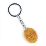 Oval Gemstone Disc Keychain– Carved with Custom Words & Symbol -Good Things Happen Everyday