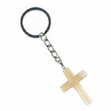 Handmade Natural Gemstone Cross Pendant Keychain, Carved Christian Cross Key Accessories for Women Men, Religious Gift, Jewelry Key Chain 27x40mm