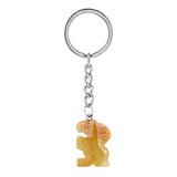 Gemstone Horse Pendant Keychain Hand Carved 25MM Animal Keyring  Accessories for Bag #KC2302S-A1