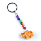1 Inch Elephant Gemstone Pendant Keychain 7 Chakra Beads Chain #KC2307S-A4