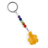 1.0Inch Tortoise Gemstone Pendant Keychain 7 Chakra Beads Chain #KC2311S-A4