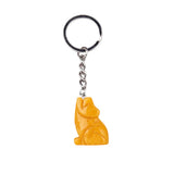 1.0Inch Hand Carved Gemstone Wolf Pendant Keychain #KC2314SS-A1
