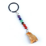 1.0Inch Handmade Craved Bird Gemstone Pendant Keychain 7 Chakra Beads Chain #KC2317S-A4