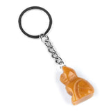 1.0Inch Handmade Craved Gemstone Cat Animal Pendant Keychain #KC2319-A1