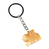1.0Inch Handmade Craved  Gemstone Rabbit Animal Pendant Keychain #KC2320S-A1