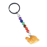 1.0 Inch Hand Carved Snail Gemstone Figurine Pendant Keychain 7 Chakra Beads Chain #KC2323S-A4