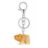 Hand-Carved Gemstone Bear Pendant Keychain – 25MM Natural Crystal Animal Charm with Sturdy Lobster Clasp, Perfect Key Ring Accessory for Bags & Purses #KC2324S-A3