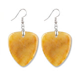 Hand-Polished Gemstone Guitar Pick Pendant Dangle Earrings Unique Crystal Jewelry PE2030