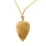 Long Heart Gemstone Pendant Necklace for Women Men Adjustable Colorful Rope