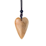 Long Heart Gemstone Pendant Necklace for Women Men Adjustable Black Rope