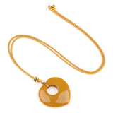 40mm Heart Gemstone Pendant Necklace Adjustable Colorful Rope