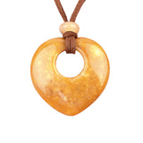 40mm Heart Gemstone Pendant Necklace Adjustable Rope