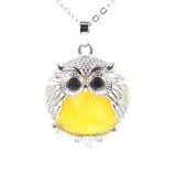 Silver Owl Gemstone Necklace SN1758S Bird Animal Pendant with 45CM 0 Chain
