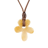 Natural Gemstone Flower Pendant Necklace - 35mm adjustable