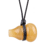 18X30MM Hand-Carved Natural Stone Gourd Pendant Necklace – Adjustable Healing Crystal Calabash Amulet