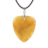 Hand-Polished Gemstone Guitar Pick Necklace with 18Inch Black Rope SN2030