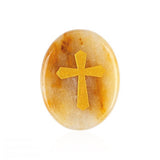 35x45MM Worry Healing Palm Stones for Meditation & Prayer with Gold Cross Design SP1904G-W17