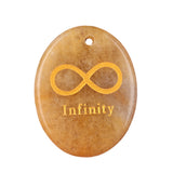 35x45mm Oval Natural Gemstone Pendant, Engraved "Infinity Symbol (∞) ", Polished Crystal Disc Charm for Spiritual Jewelry, Necklace Making