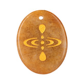 35x45mm Oval Natural Gemstone Pendant, Engraved "Mindfulness Meditation ", Polished Crystal Disc Charm for Spiritual Jewelry, Necklace Making