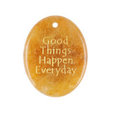 35x45mm Oval Gemstone Pendant "Good Things Happen Everyday" – Natural Stone Charm for Jewelry Making