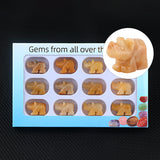 1" Gemstone Rhinoceros Figurine - 12pcs Set with Box