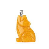 1.0Inch Hand Carved  Gemstone Wolf Animal Pendant for Making Jewelry #SP2314S-25MM