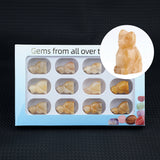 1.0 Inch Hand Carved Gemstone Cat Figurine Animal Ornament  12PCS In Box for Home Office Desk Decor #SP2319-12PA