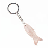 Hand Craved Gemstone Fish Keychain 15X40MM Animal Pendant Keyring