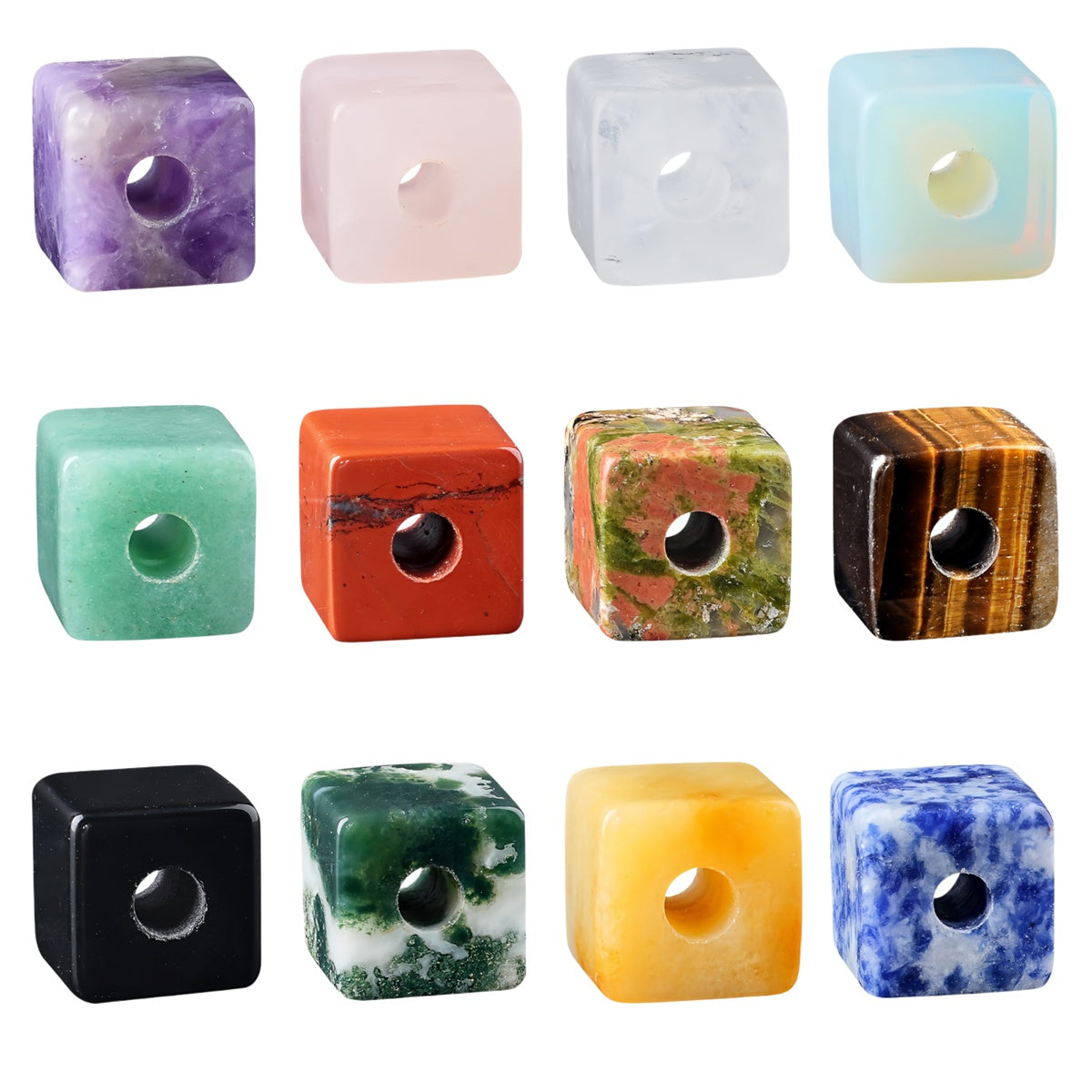 10mm Natural Gemstone Cube Beads Square Loose Beads for Jewelry DIY Craft  Drill 2mm Hole #SZ0169