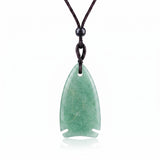 Gemstone Fish Pendant Necklace Adjustable Rope #SN2016-BK22 Handcrafted Gemstone Charm 22x40mm Cord Spiritual Gift for Women Men