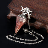 Triple Moon Pentacle Orgone Pendulum Pendant Resin Crystal Dowsing Charm Chain for Wicca & Spiritual Jewelry