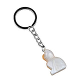 1.0Inch Handmade Craved Gemstone Cat Animal Pendant Keychain #KC2319-A1