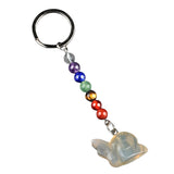 1.0 Inch Hand Carved Snail Gemstone Figurine Pendant Keychain 7 Chakra Beads Chain #KC2323S-A4