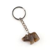 Hand-Carved Gemstone Bear Pendant & Keychain – 25MM Natural Stone Animal Charm, Perfect Key Ring Accessory for Bags & Purses (Unique Gift Idea) #KC2324S-A3