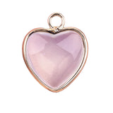 15mm Heart Gemstone Pendant Charms for Diy Making Jewelry Wrapped Gold / Silver