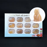 1.0 Inch Hand Carved Gemstone Cat Figurine Animal Ornament  12PCS In Box for Home Office Desk Decor #SP2319-12PA