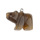 1.0 Inch Hand Carved Bear Gemstone  Pendant for Making Jewelry #SP2324S-25MM
