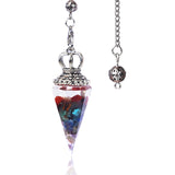 Silver Crown Resin Crystal Orgone Pendulum Pendant Dowsing Charm Chain