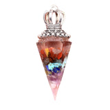 Silver Crown Resin Crystal Pentacle Orgone Pendulum Pendant Dowsing Charm for Wicca & Spiritual Jewelry